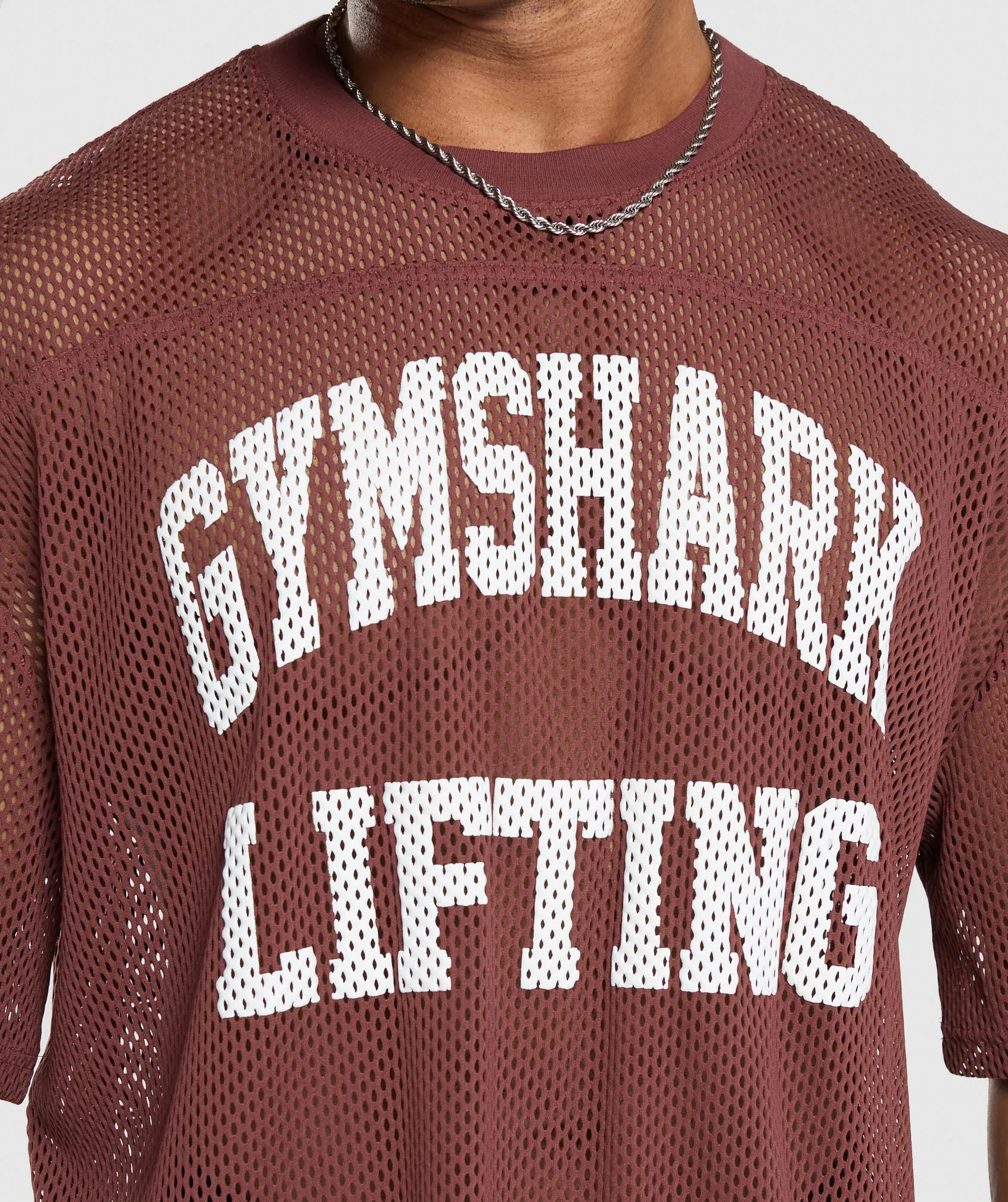 Gymshark Mesh Oversized T-Shirt - Burgundy Brown