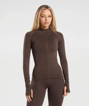 Gymshark Sweat Seamless Zip Up Jacket - Shadow Brown