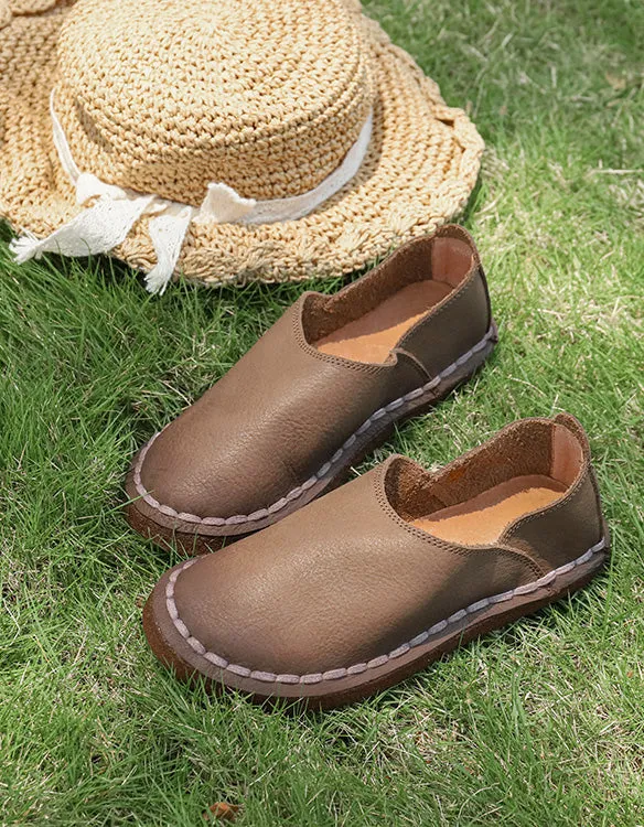 Handmade Soft Leather Comfortable Flat Shoes Loafers