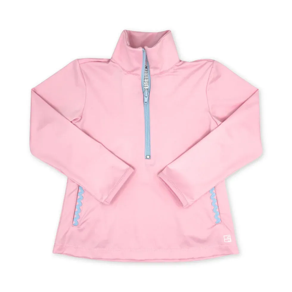 Heather Half Zip - Cotton Candy Pink, Cotton Candy Blue