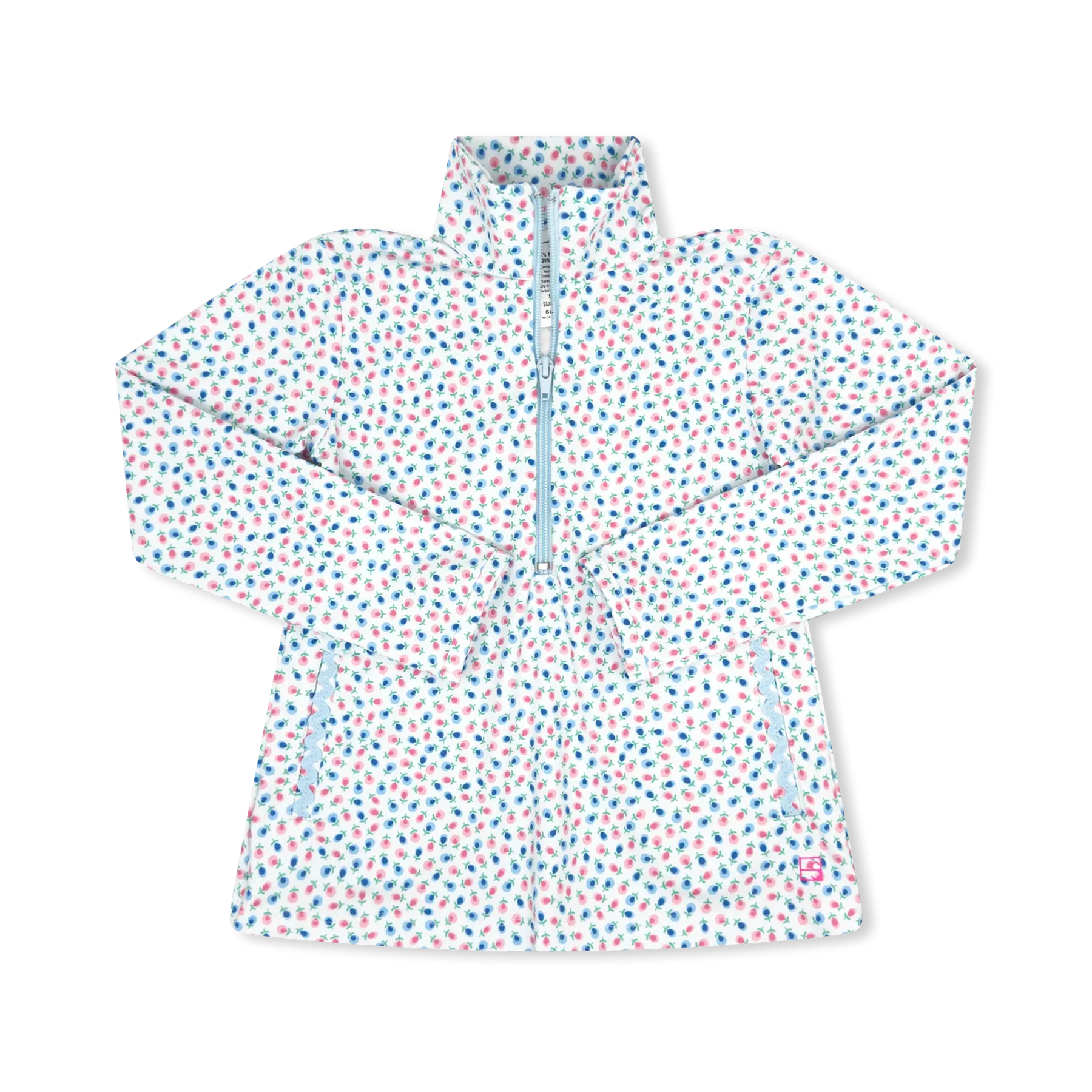 Heather Half Zip - Kindness Blooms Floral, Cotton Candy Blue