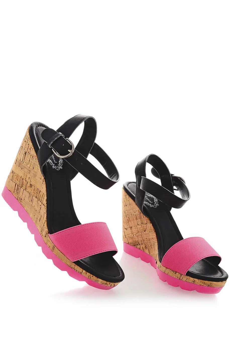 HEDDIE Neon Fuchsia Wedges