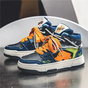 High Top Platform Patchwork Sneakers