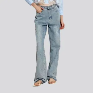 High waisted embellished women's jeans