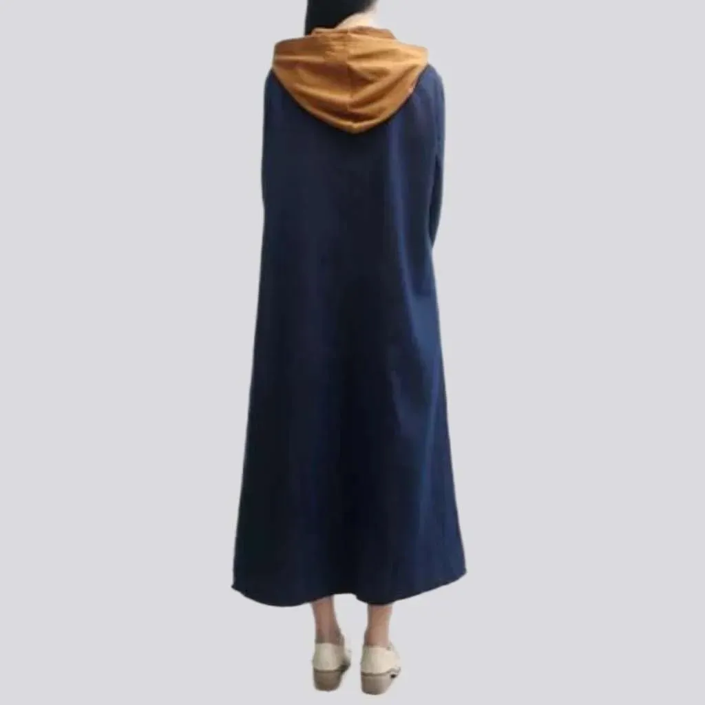 Hooded y2k denim dress