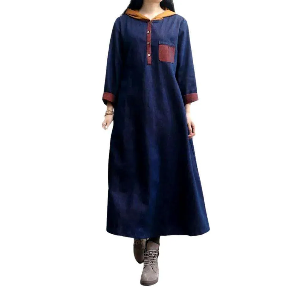 Hooded y2k denim dress