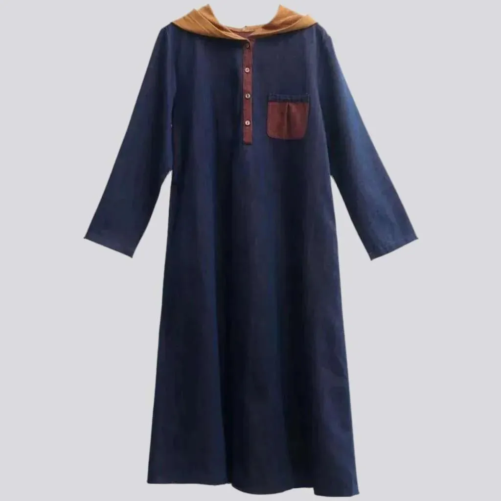 Hooded y2k denim dress