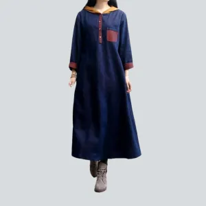 Hooded y2k denim dress