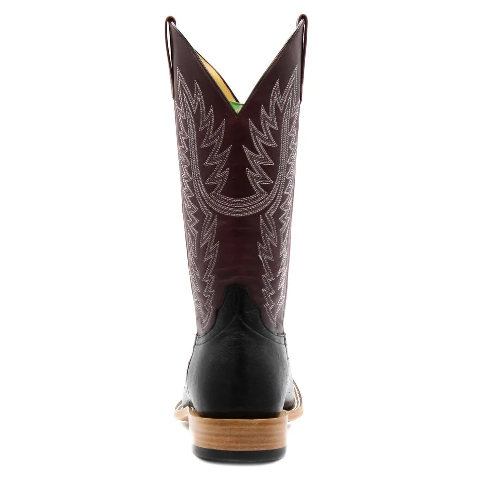 HorsePower Top Hand Black Smooth Ostrich Men's Boot