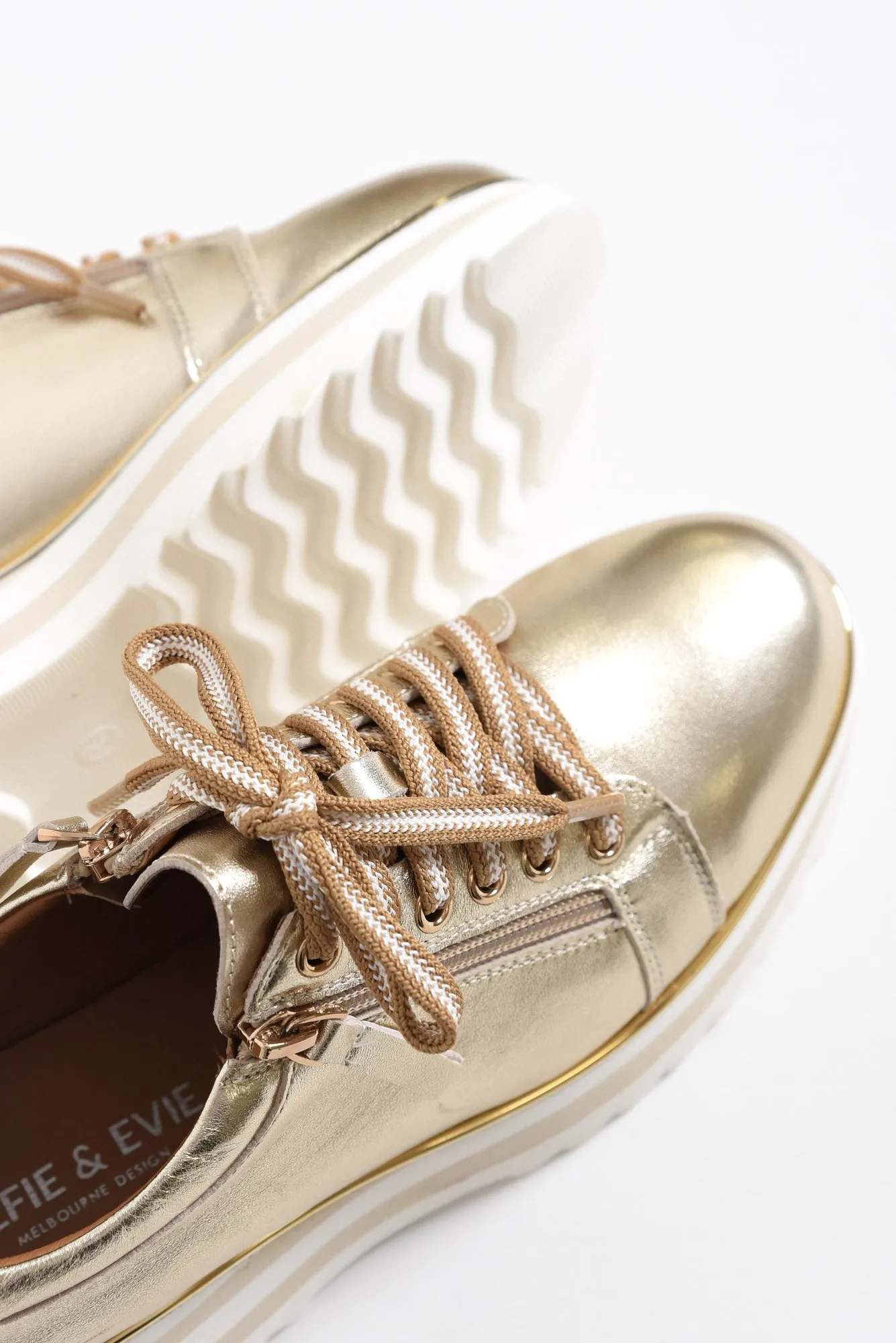 Hosting Gold Leather Platform Sneaker