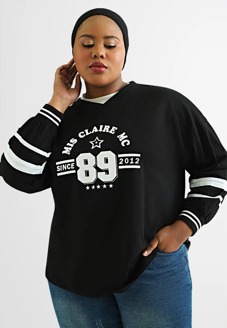 Izzie Varsity Long Sleeve V-Neck Tee