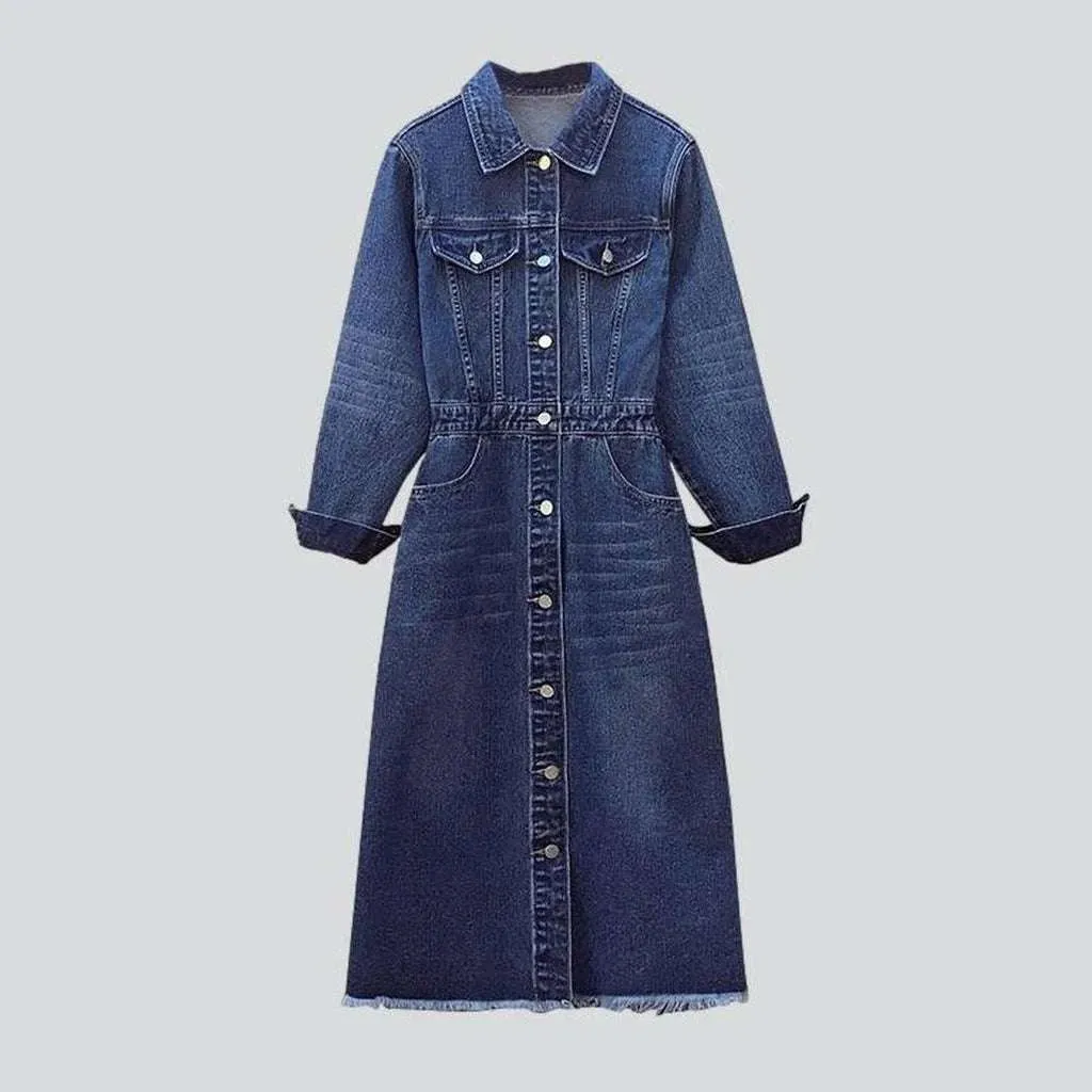 Jacket style dark jean dress