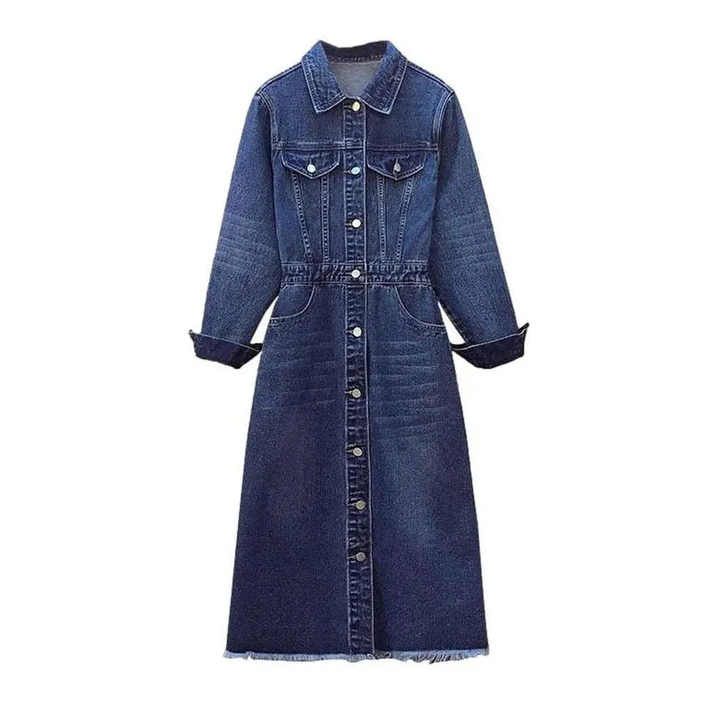 Jacket style dark jean dress