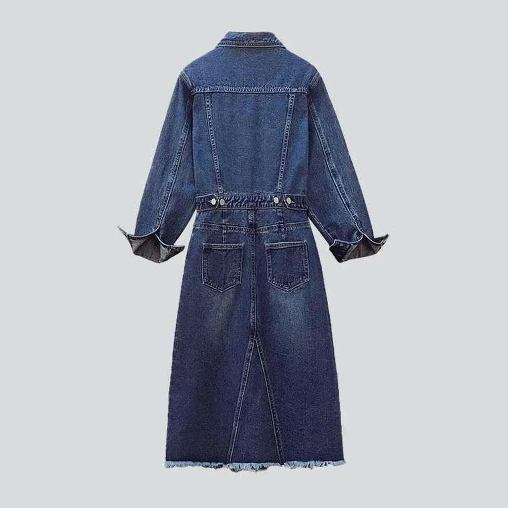 Jacket style dark jean dress