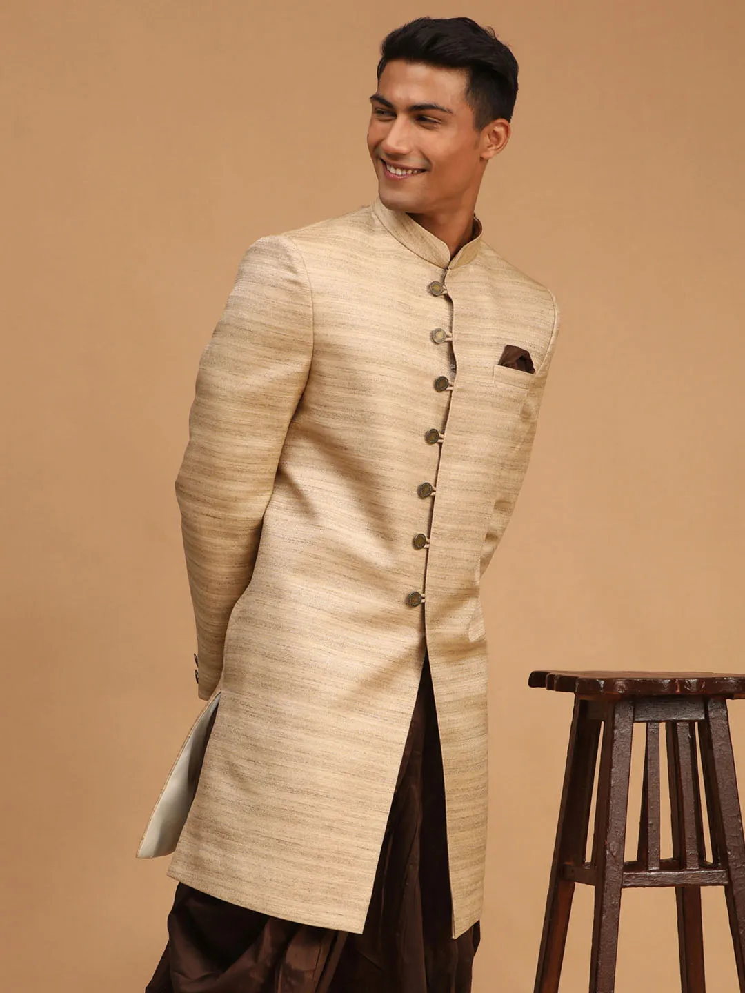 Jashvi Men's Beige Sherwani Only Top