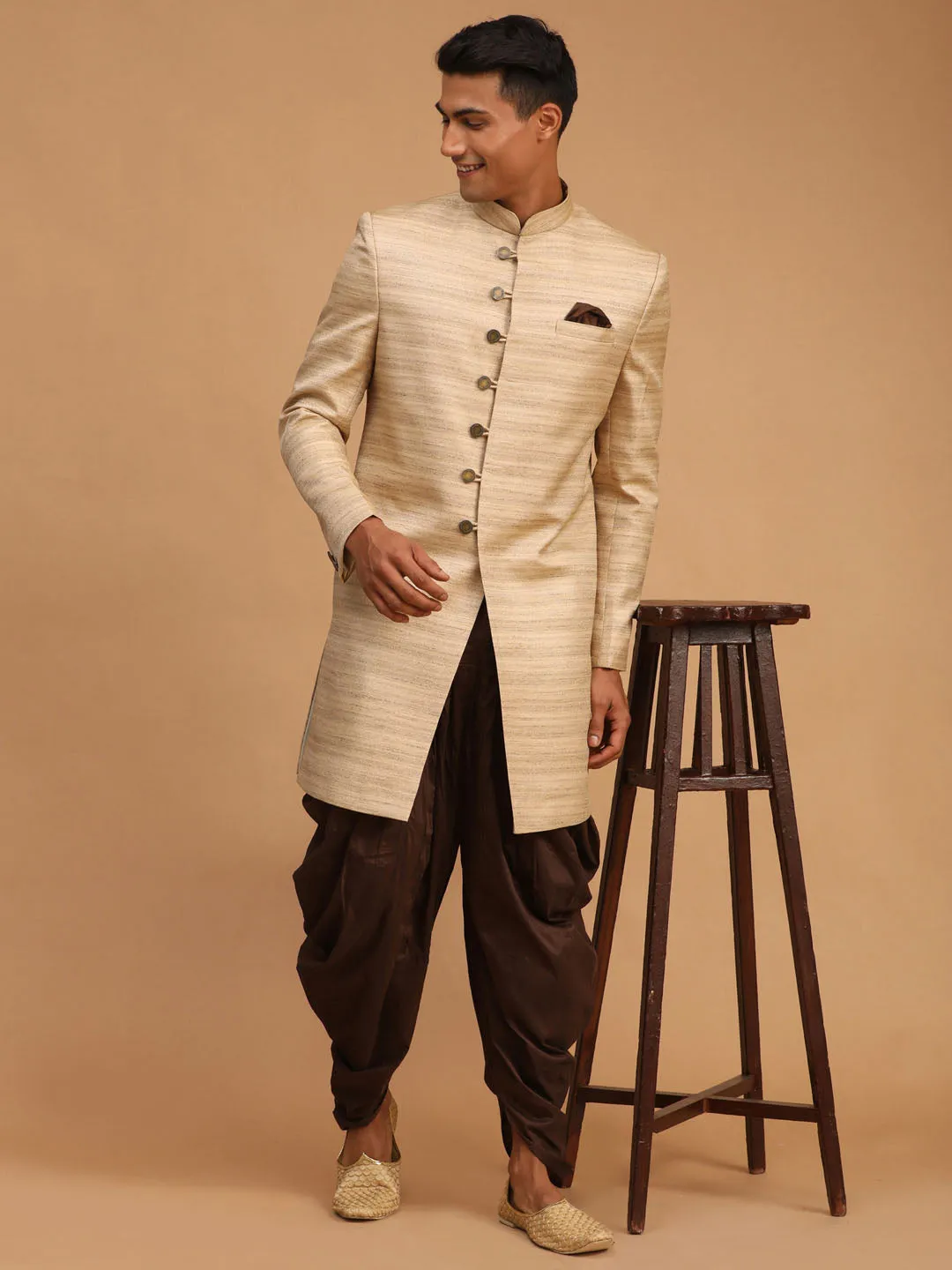 Jashvi Men's Beige Sherwani Only Top