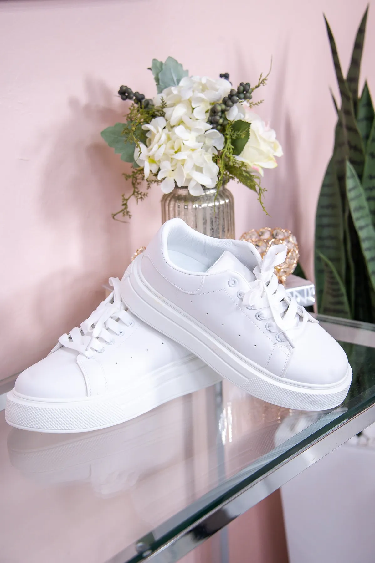 Jump Into Style White Solid Platform Sneakers - SHO2614WH