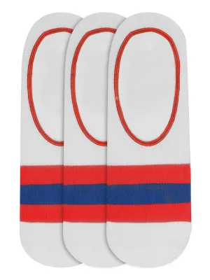 JUMP USA Women's Cotton Shoe Liner Socks (White,Blue,Red, Free Size) Pack of 3