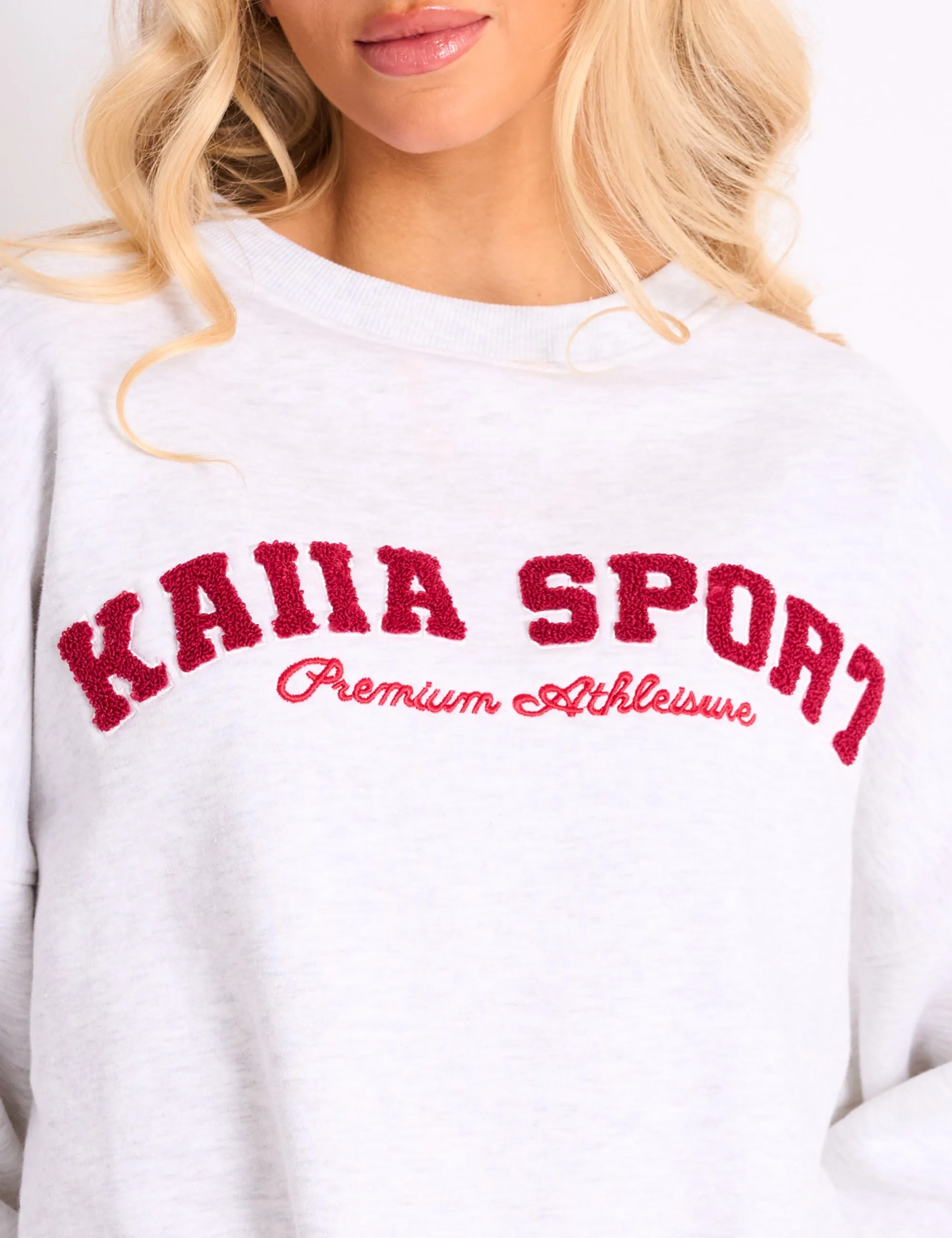 Kaiia Sport Oversized Sweatshirt Grey Marl & Red