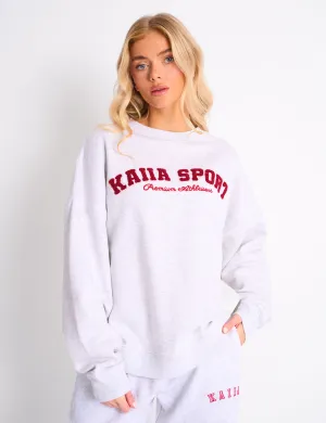 Kaiia Sport Oversized Sweatshirt Grey Marl & Red