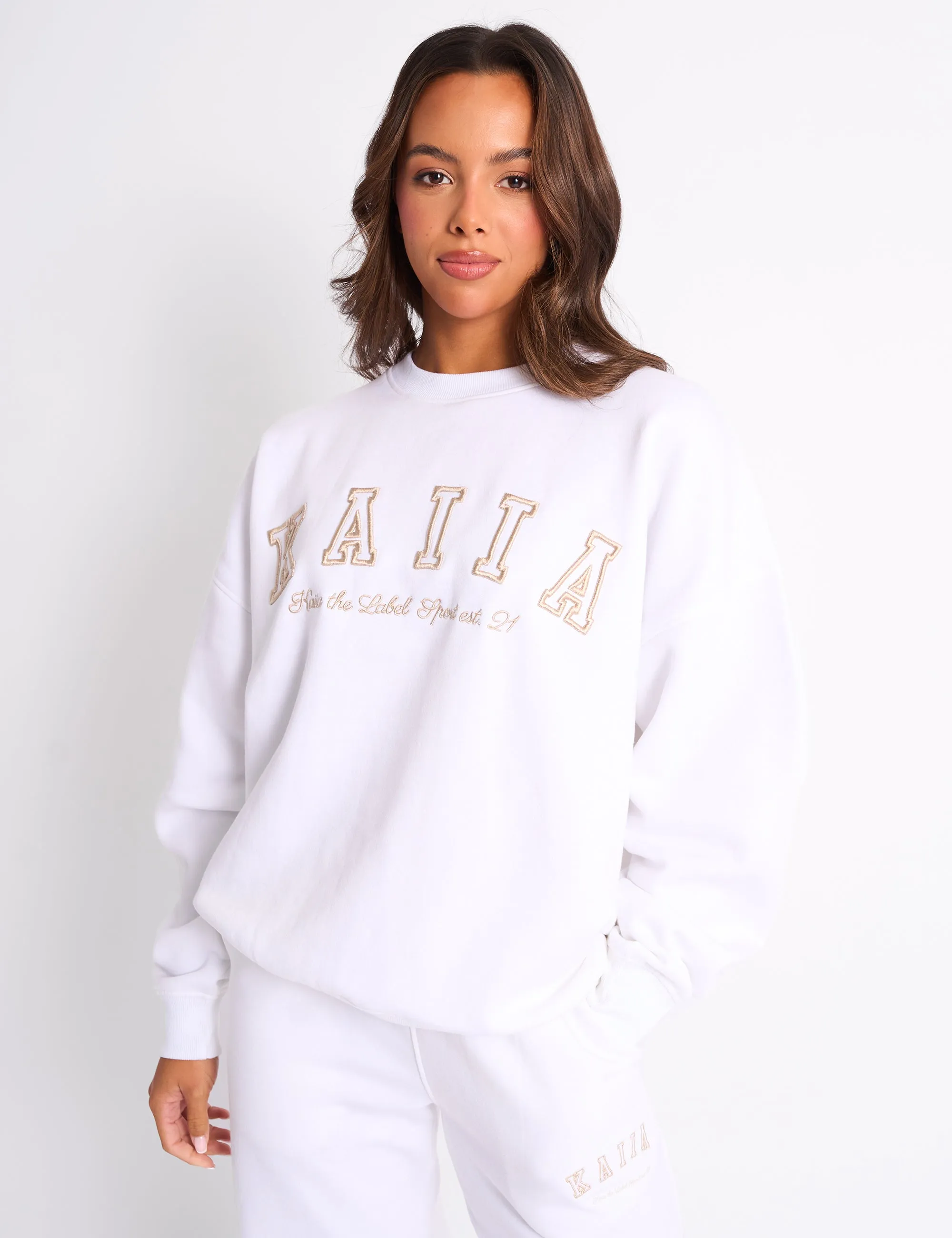 Kaiia Sport Oversized Sweatshirt White & Sand