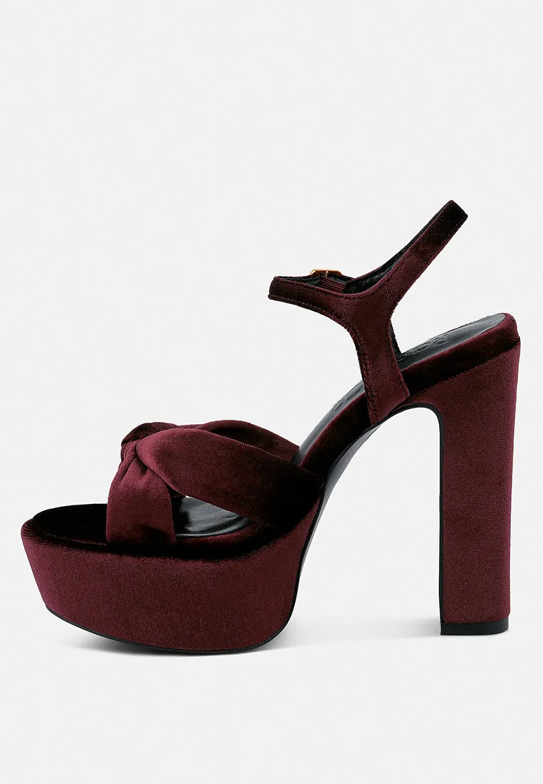 LIDDEL Burgundy Platform Heel Sandals