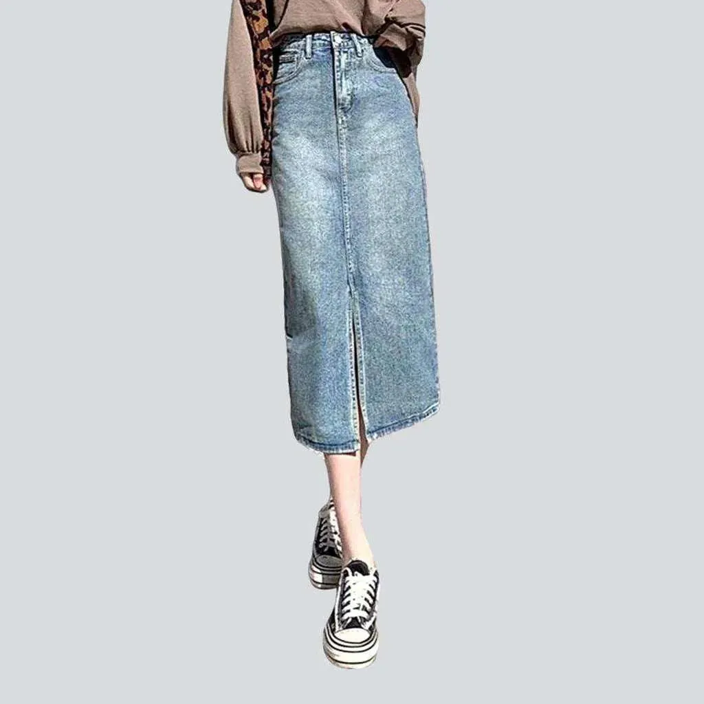 Light blue vintage denim skirt