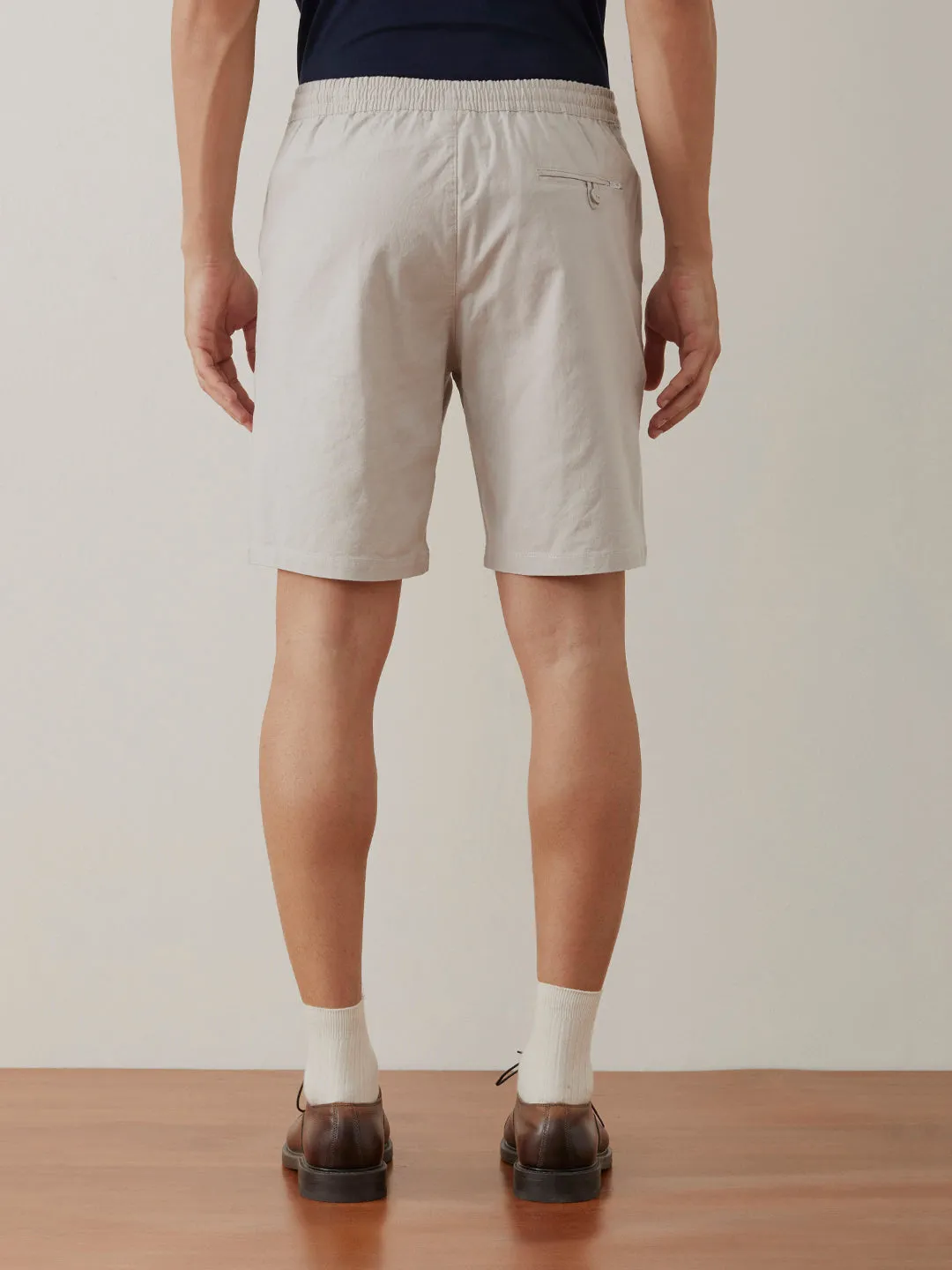 Light Grey Plain Athleisure Shorts