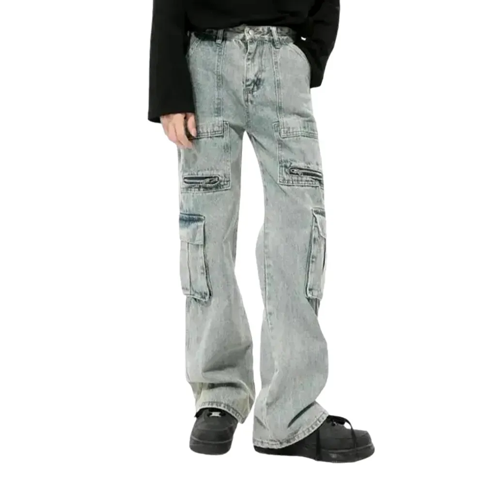 Light patterned straight fit men's jeans