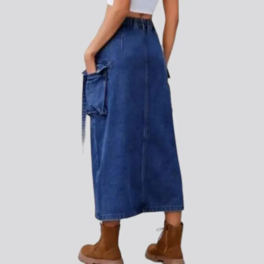 Long cargo denim skirt
 for ladies