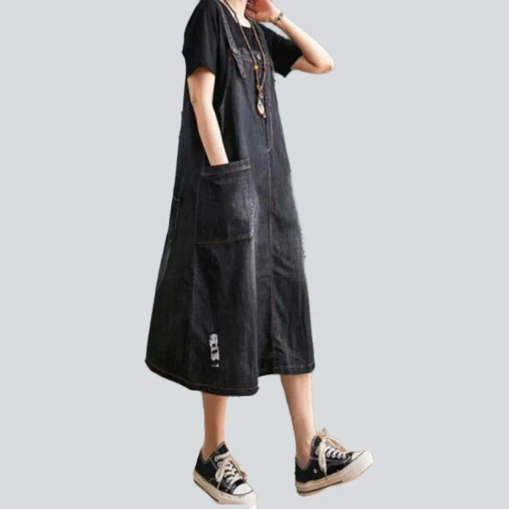 Long vintage street denim dress