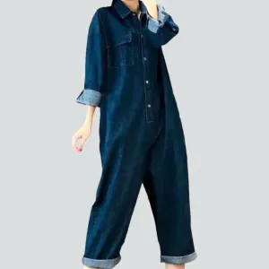 Loose denim women's jumpsuit overall