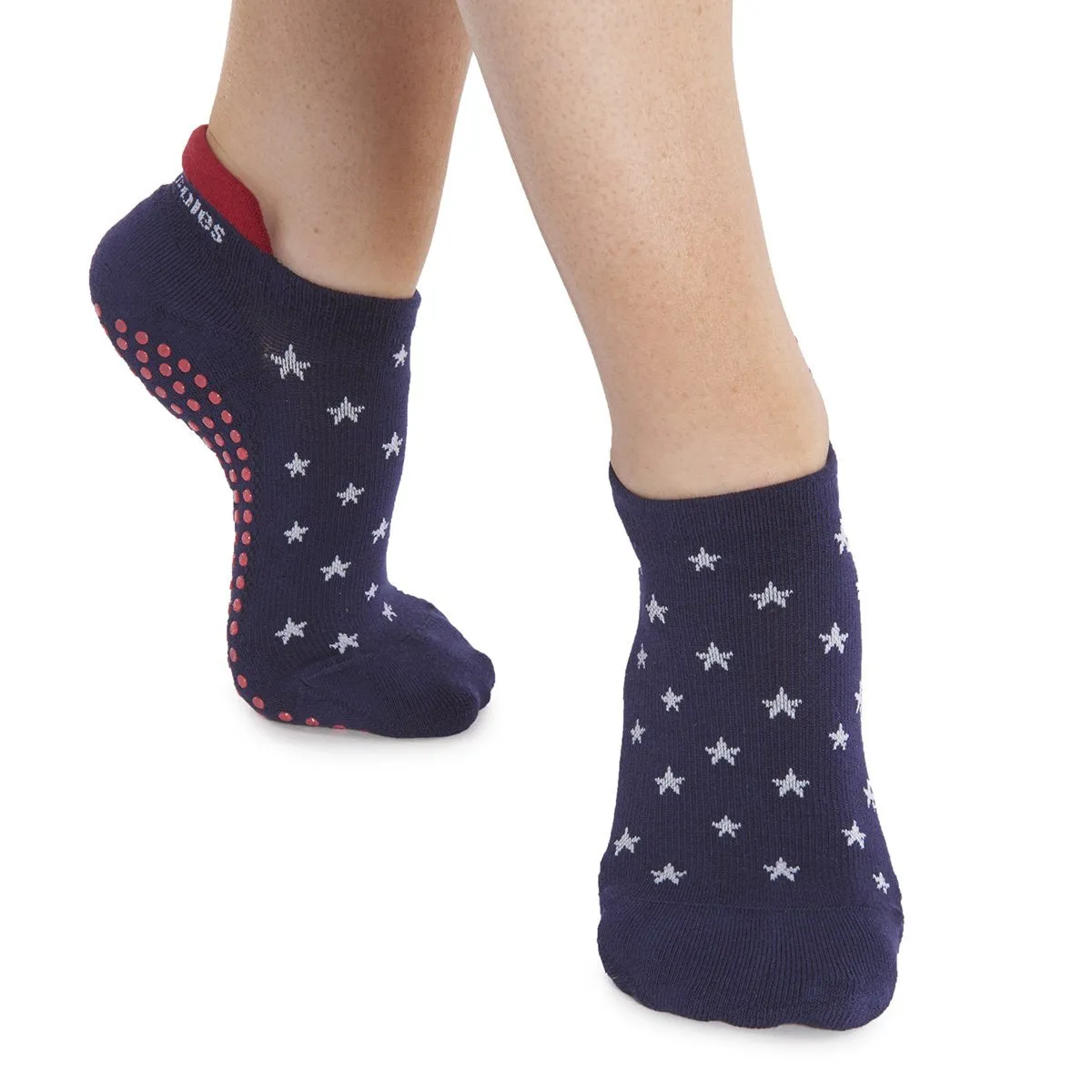 Lucy Tab Back Grip Sock - Stars Blue