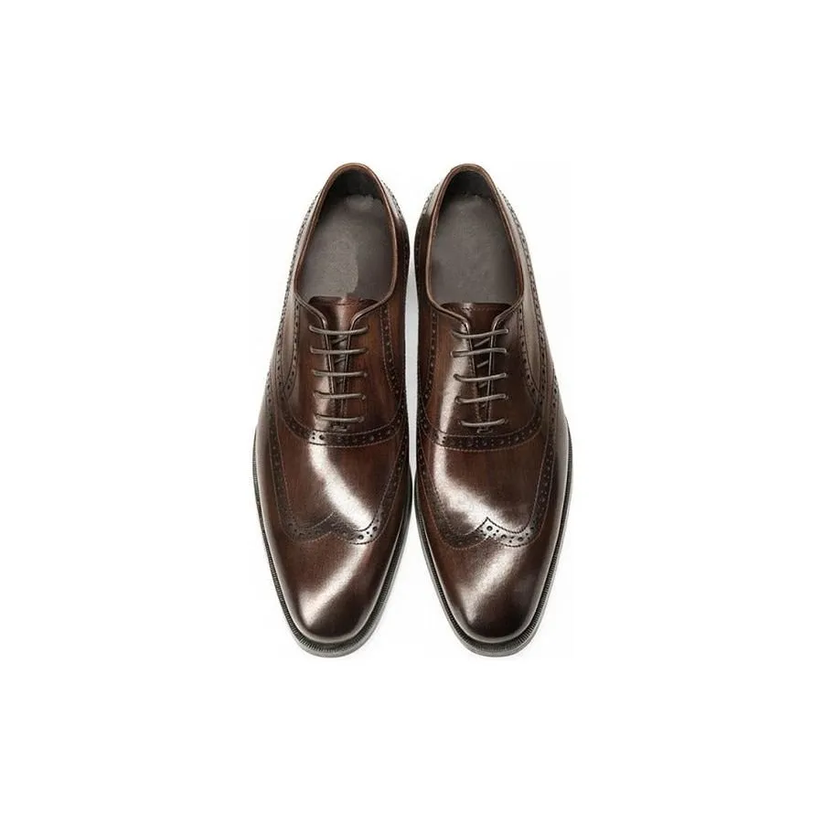 LuxeExo Cow Leather Brogue Lace-Up Dress Shoes