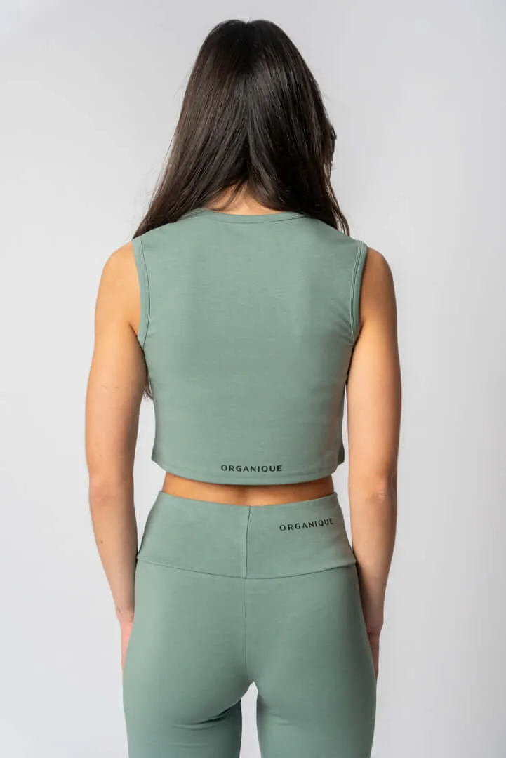 Lyocell Sleveless Crop Top | Rosemary Green