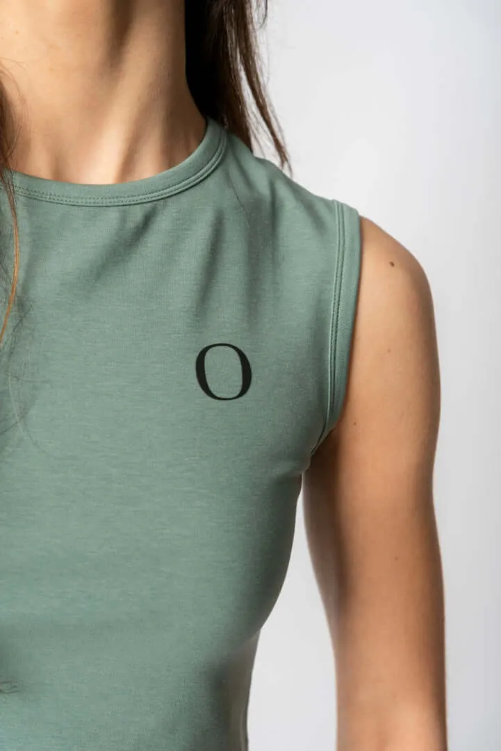 Lyocell Sleveless Crop Top | Rosemary Green