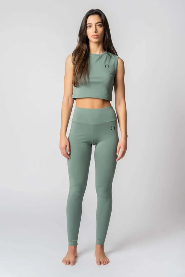 Lyocell Sleveless Crop Top | Rosemary Green