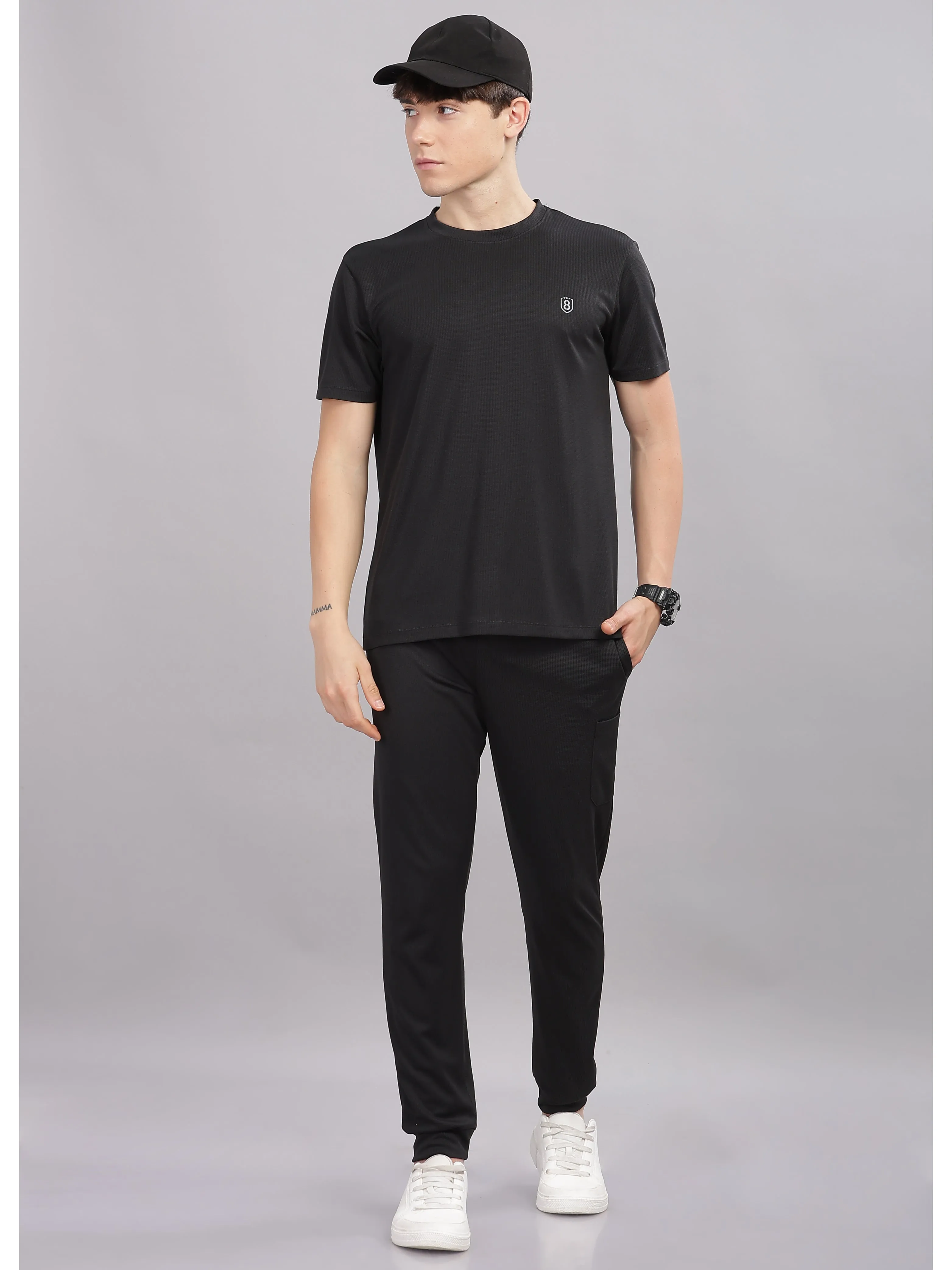 Men Round neck Bamboo Cotton T shirt (Black)