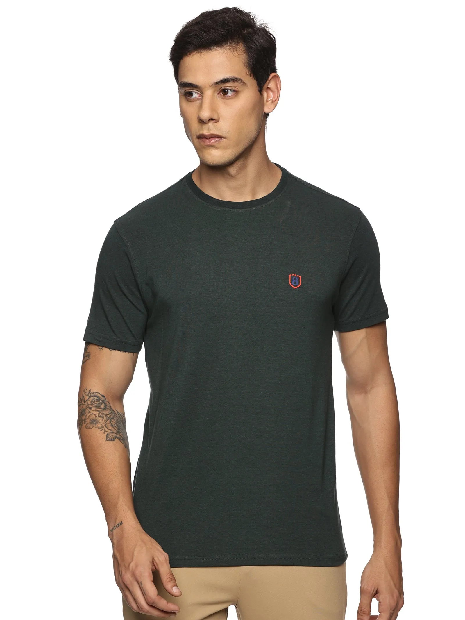 Men Round neck Bamboo Cotton T shirt (Black)