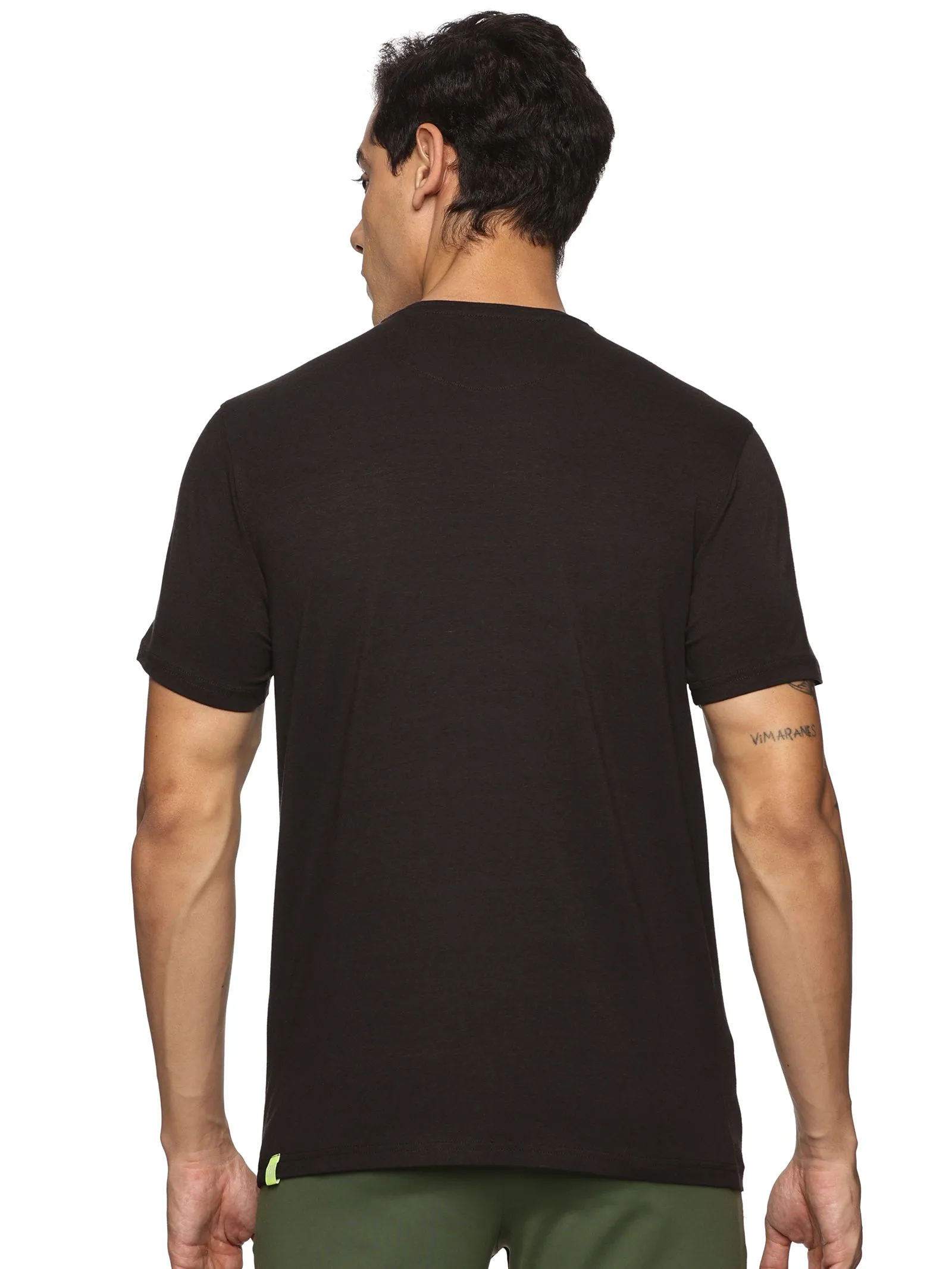 Men Round neck Bamboo Cotton T shirt (Black)