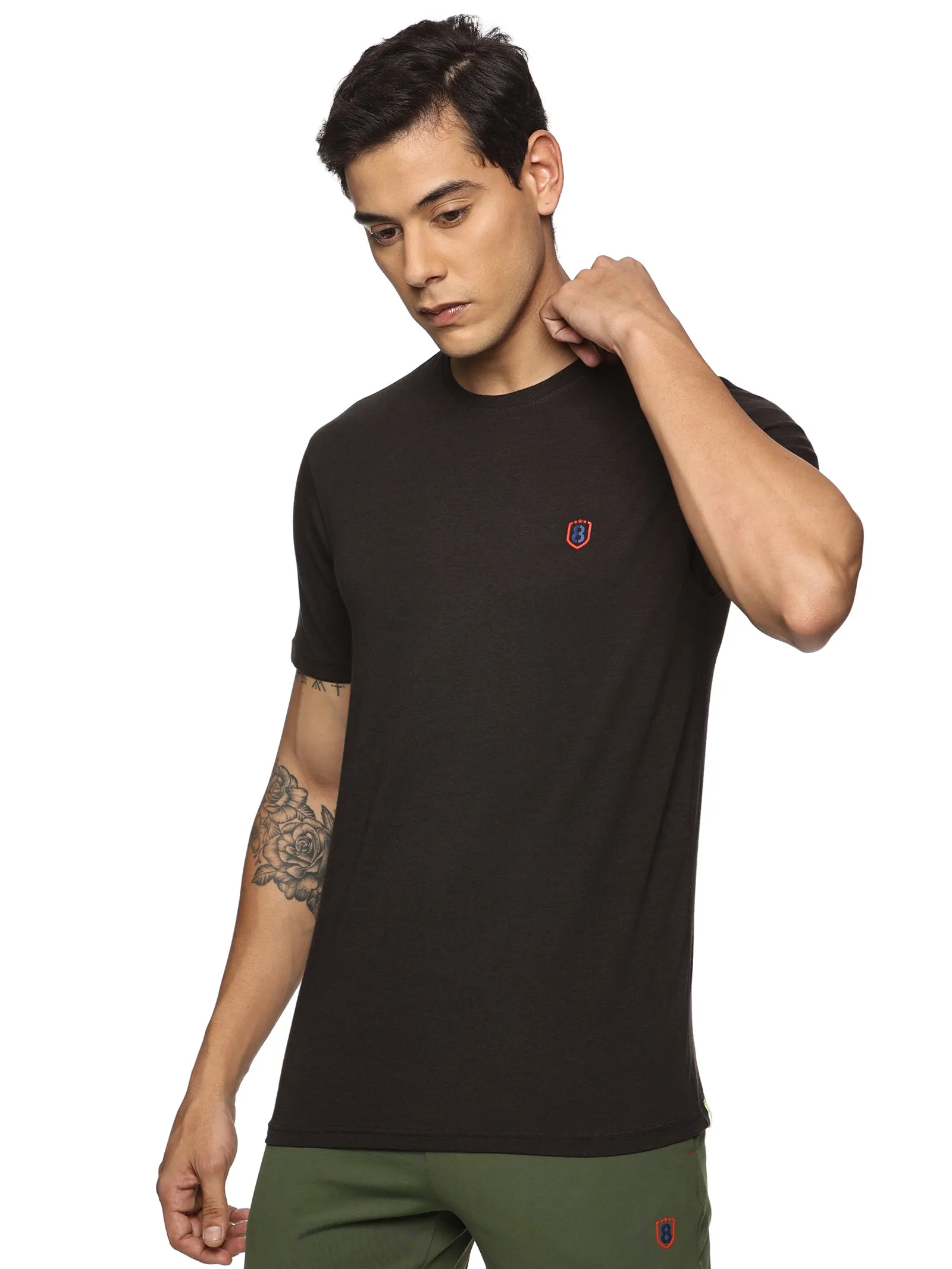 Men Round neck Bamboo Cotton T shirt (Black)