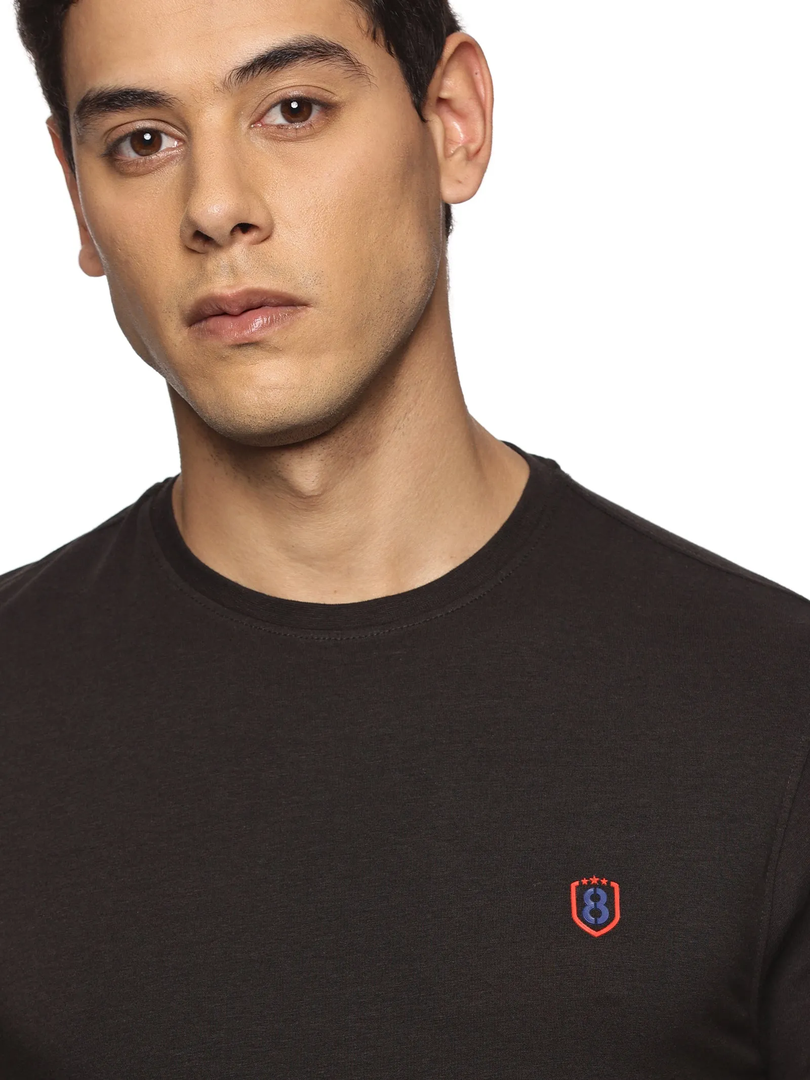 Men Round neck Bamboo Cotton T shirt (Black)