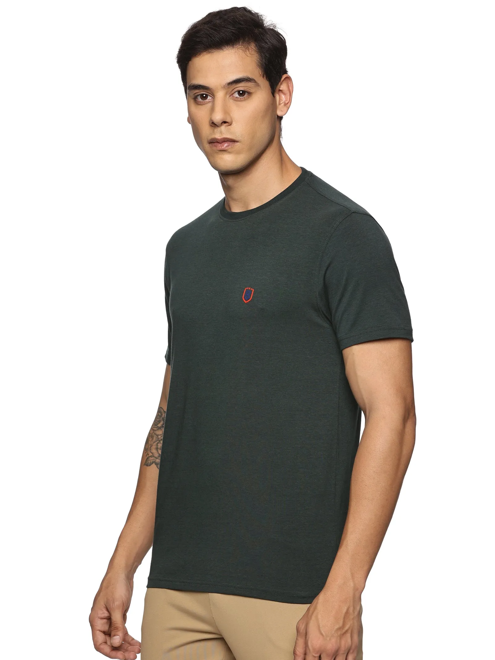 Men Round neck Bamboo Cotton T shirt (Dark Green)