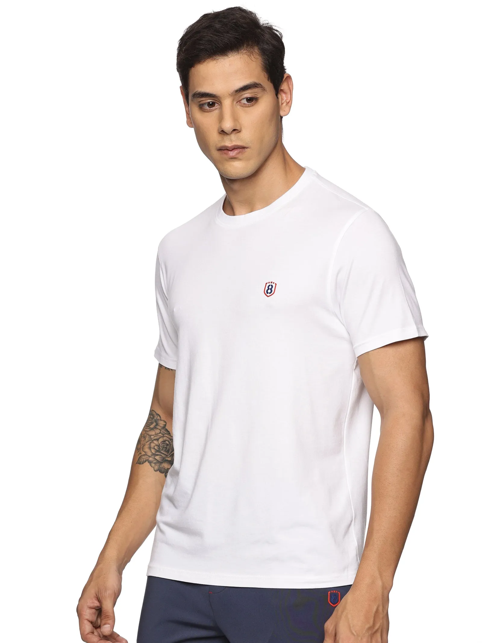 Men Round neck Bamboo Cotton T shirt  (White)