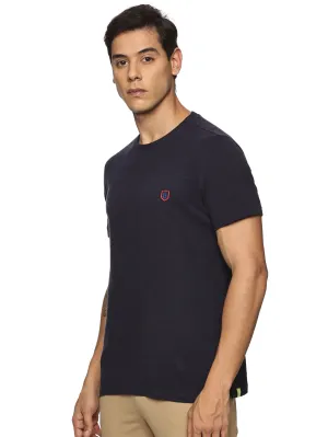 Men Round neck organic cotton T shirt(Navy)