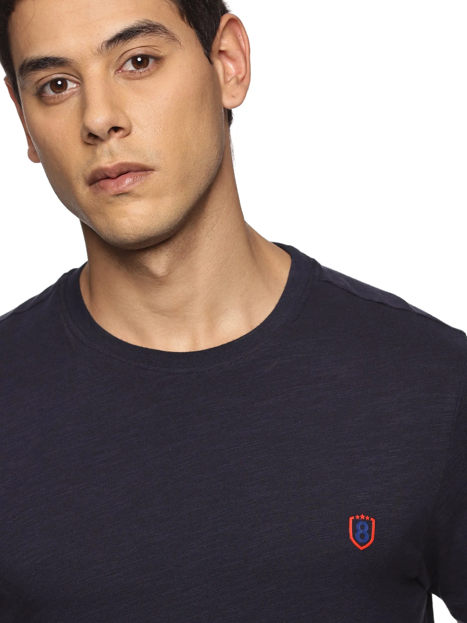 Men Round neck organic cotton T shirt(Navy)