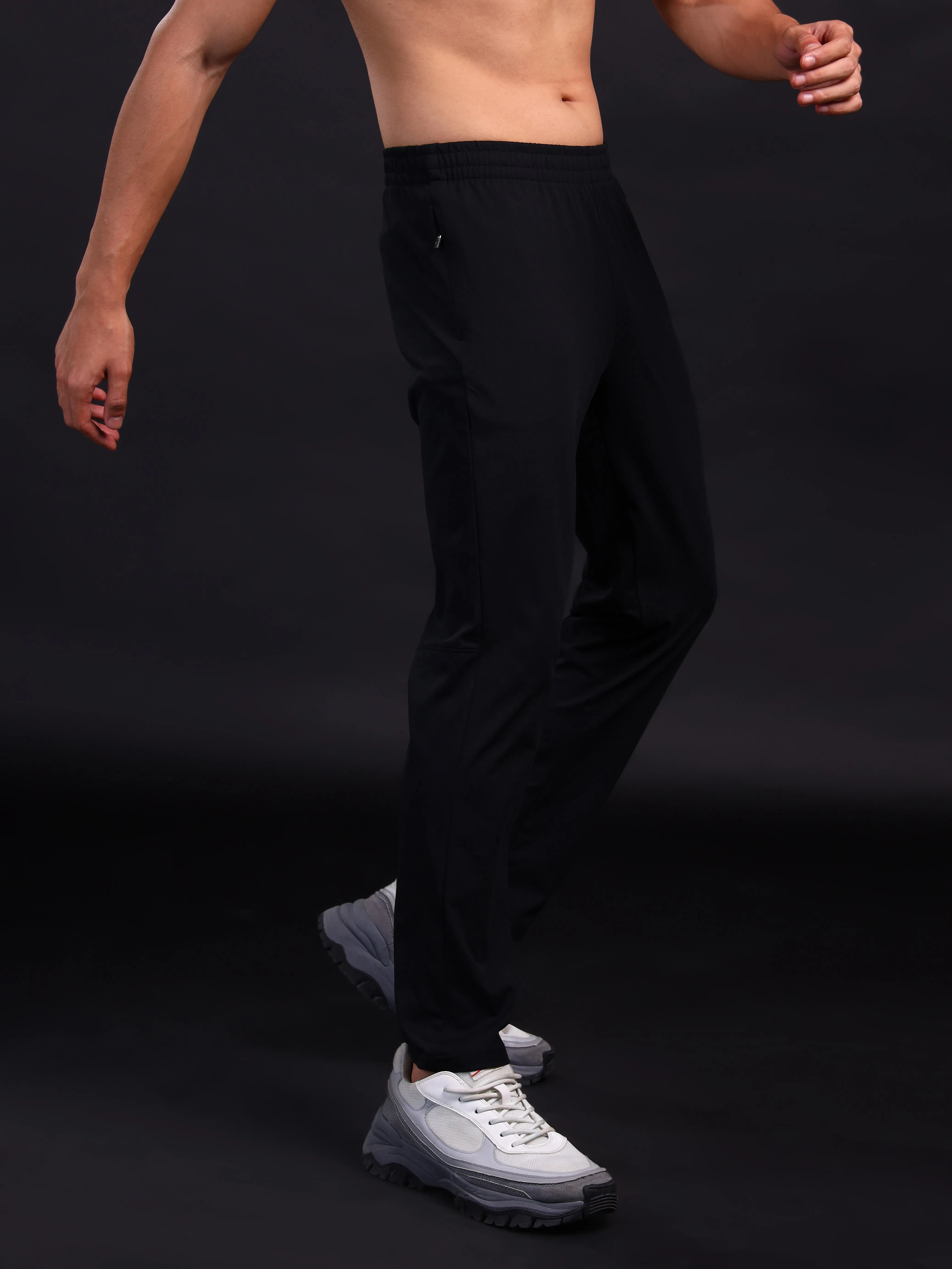 Men Solid Slim Fit Trackpants with 4 Way Crispy