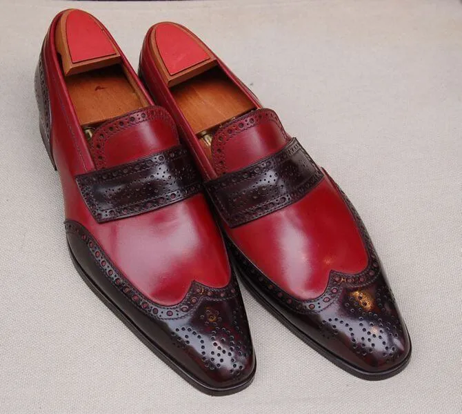 Men Two Tone Formal Shoes, Men Brown And Burgundy Shoes, Men Dress Shoes