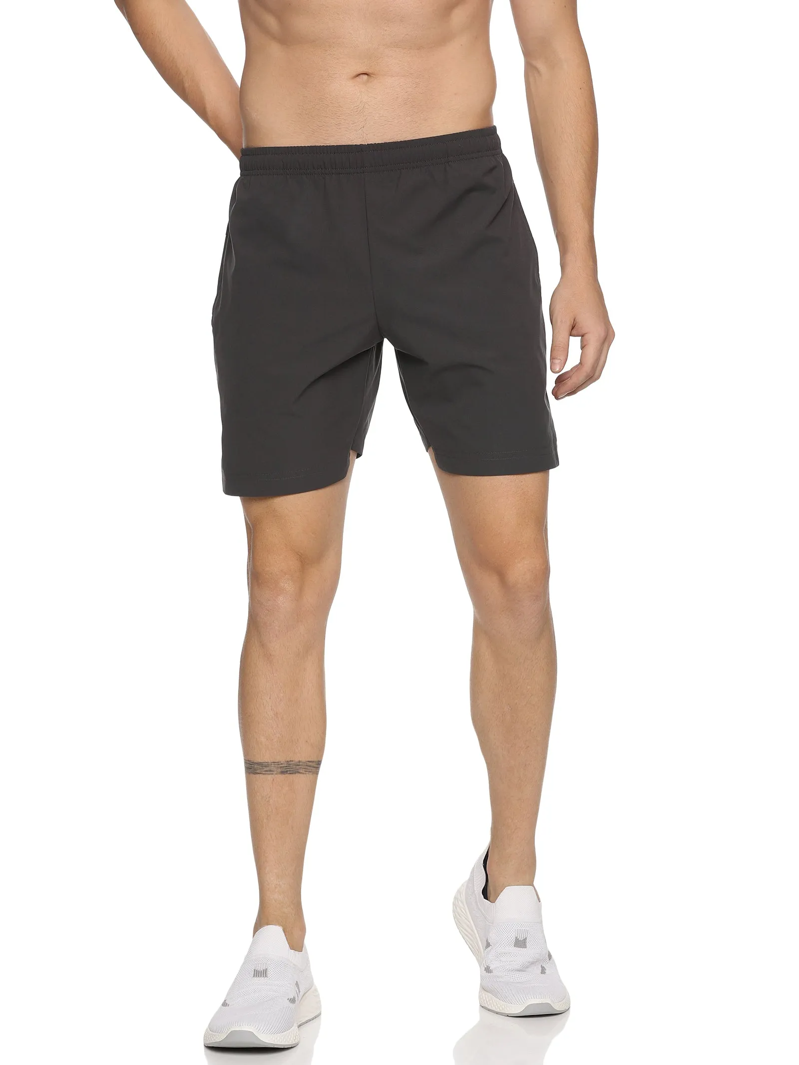 Men's Solid Training Shorts with Elasticated Drawstring