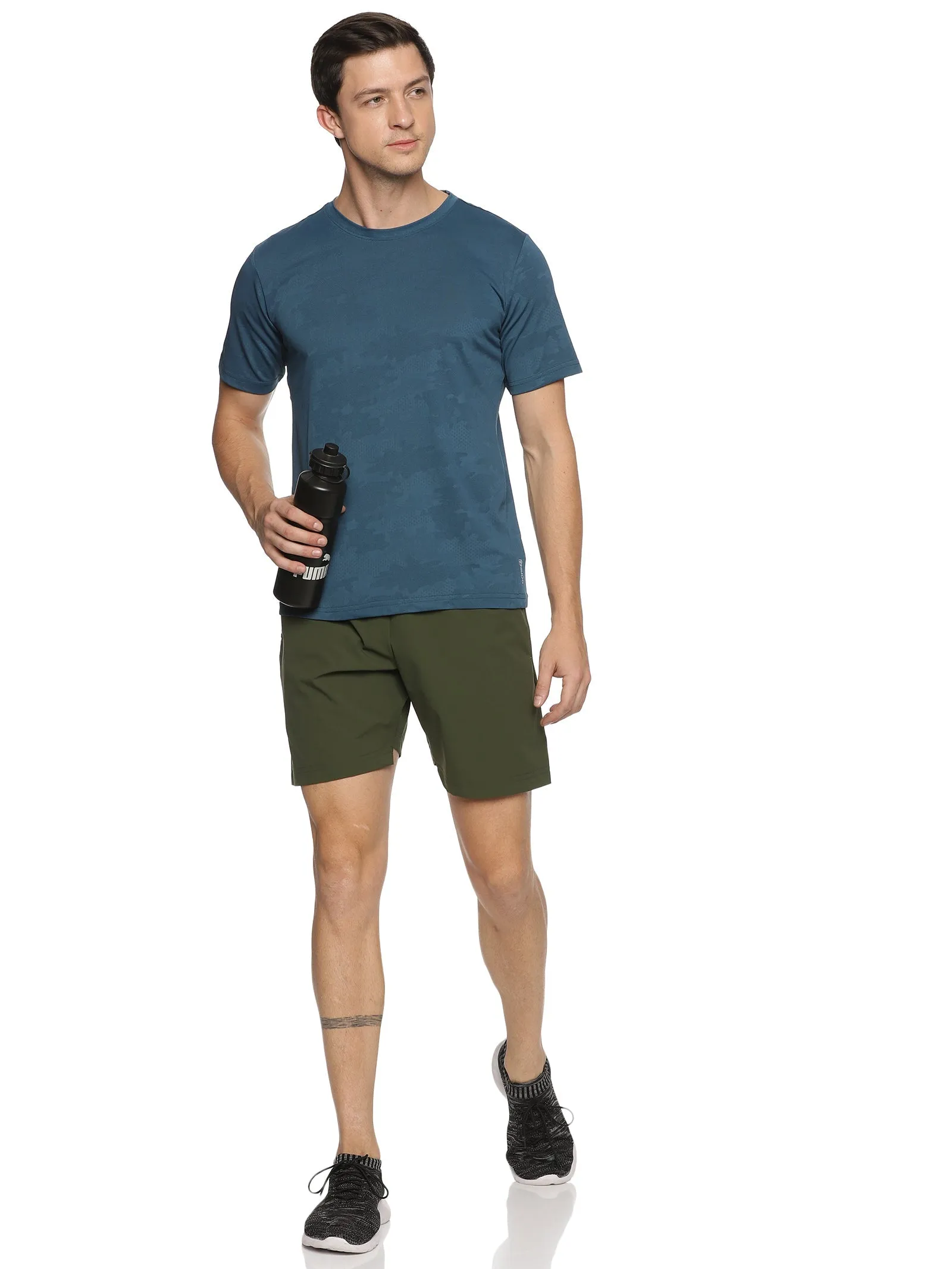 Men's Solid Training Shorts with Elasticated Drawstring